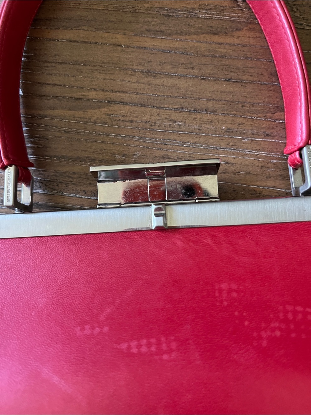 Vintage Burberry Red Top-Handle Women's Bag - Picture 8 of 13